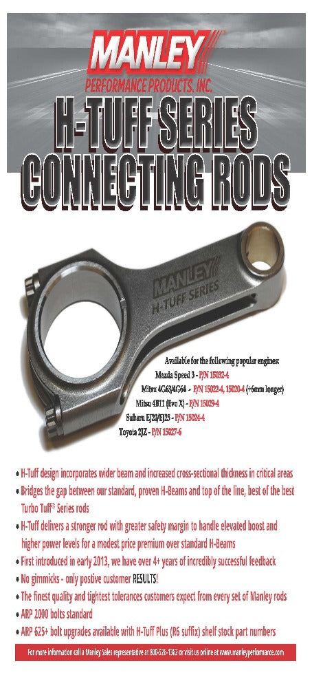 Manley H-Tuff Series Connecting Rods | Mitsubishi 7-Bolt 4G63 Engines (15022-4).