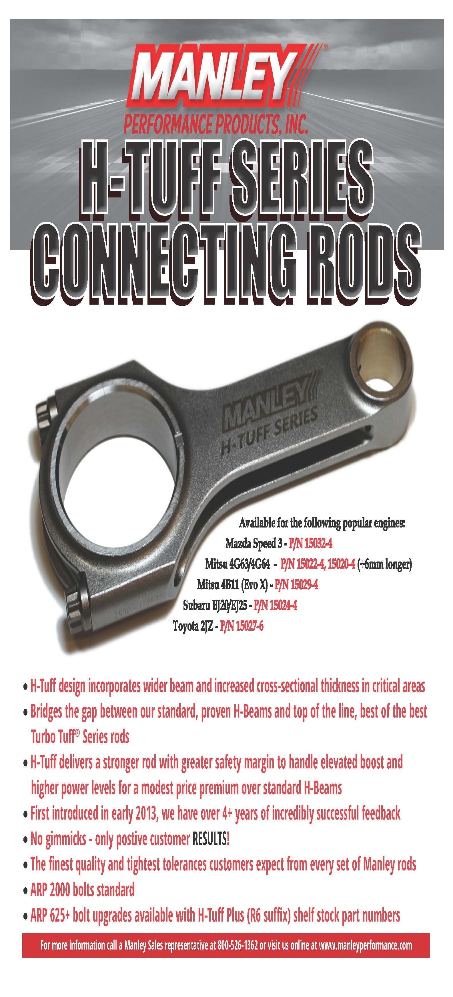 Manley H-Tuff Series Connecting Rods | Mitsubishi 4B11 Engines (15029-4).