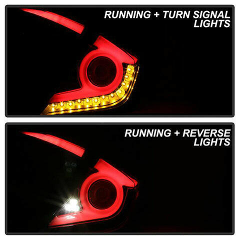 Spyder Light Bar LED Tail Lights | 2016-2019 Honda Civic 4DR (5086051).