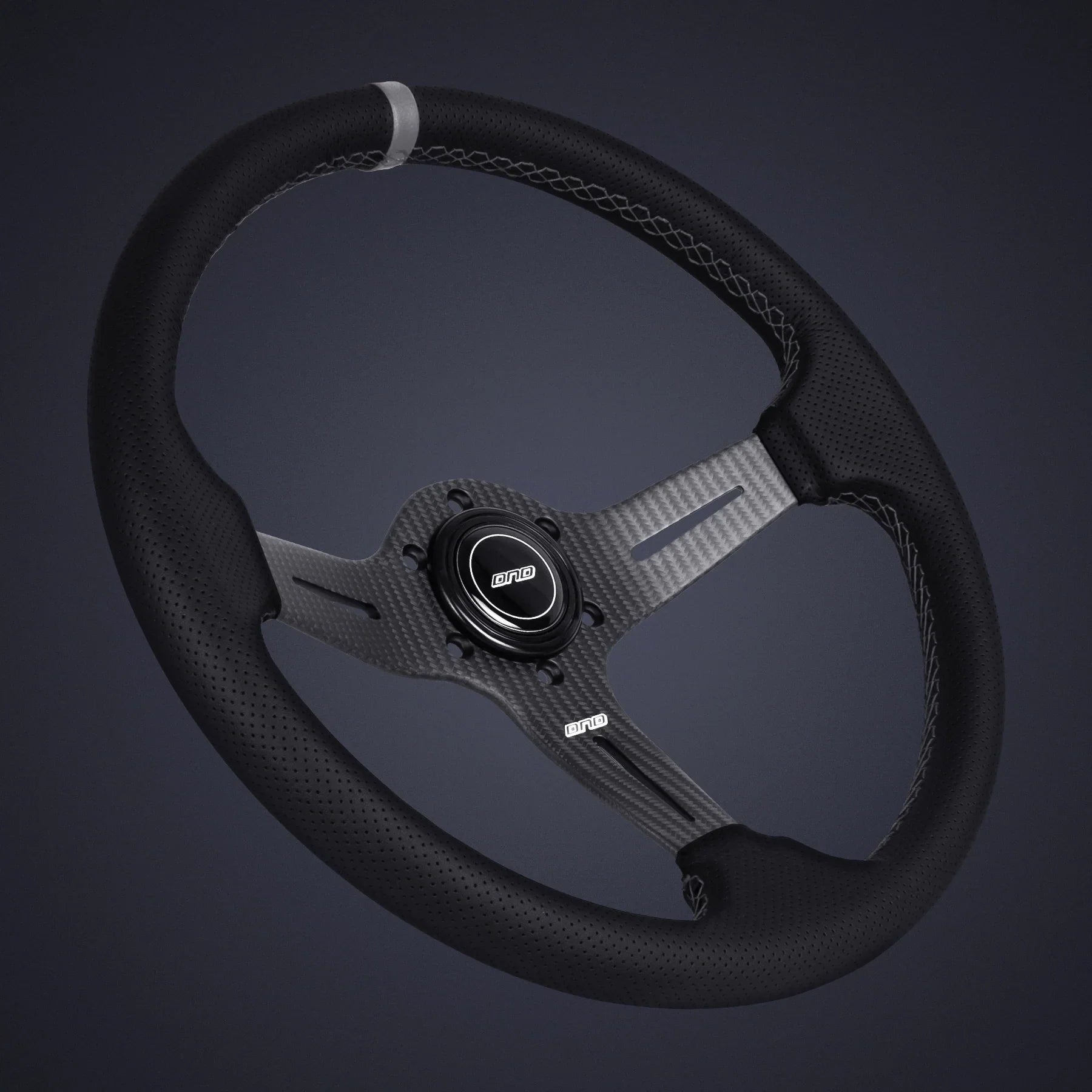 DND Carbon Fiber Perforated Leather Race Steering Wheel (CFPRW-GR).
