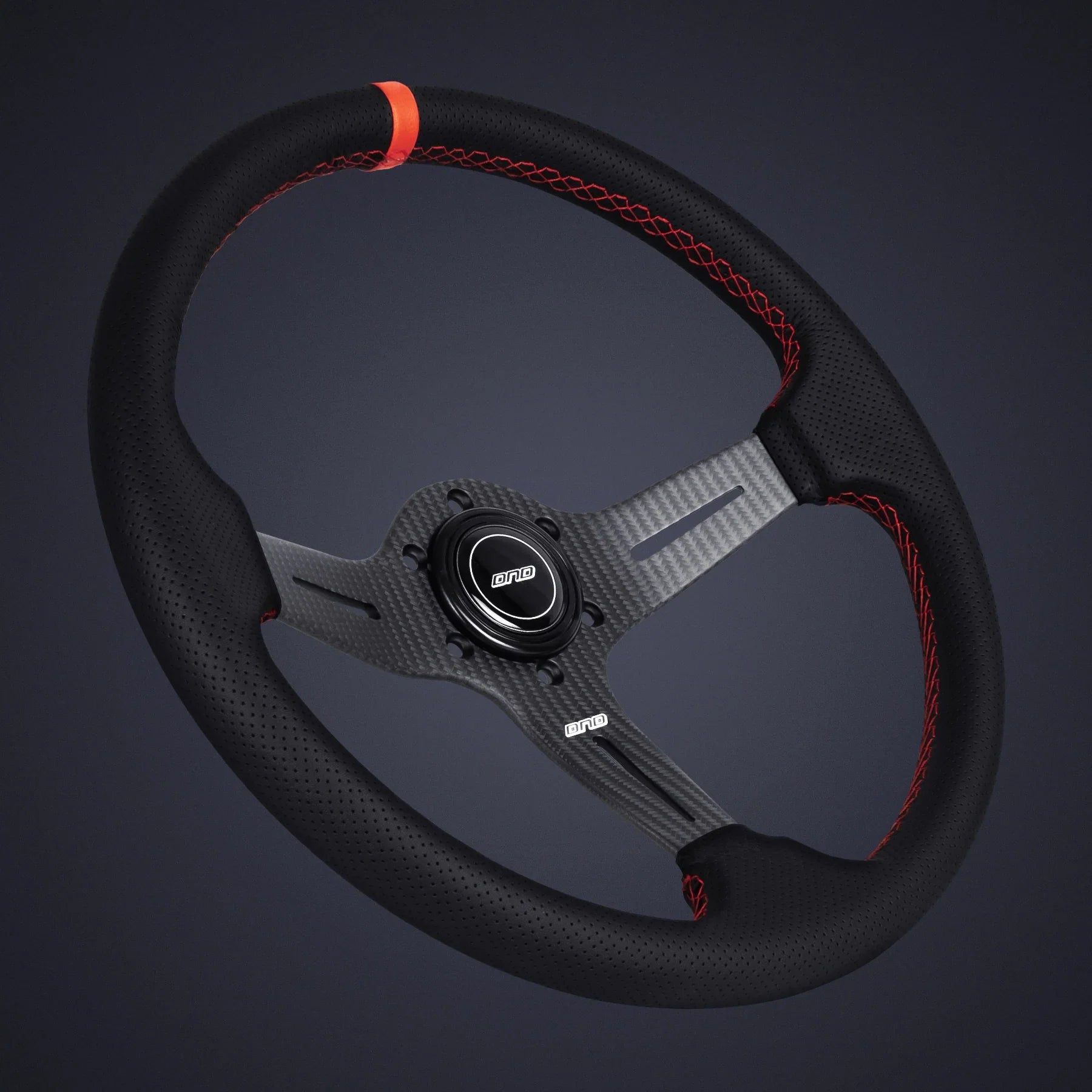 DND Carbon Fiber Perforated Leather Race Steering Wheel (CFPRW-GR).