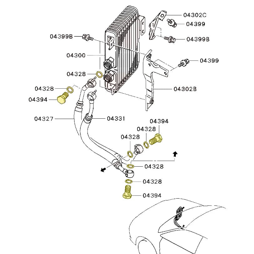 Mitsubishi OEM Engine Oil Cooler Line Banjo Bolt Set | 2001-2015 Mitsubishi Evo 7/8/9/X (MAP-MIT-1225A006-MR464563).