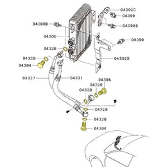 Mitsubishi OEM Engine Oil Cooler Line Banjo Bolt Set | 2001-2015 Mitsubishi Evo 7/8/9/X (MAP-MIT-1225A006-MR464563).