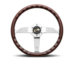 Momo Super Grand Prix Mahogany Wood, Polished Spokes.