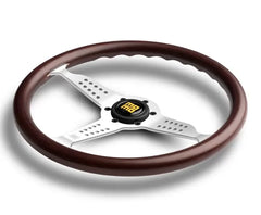 Momo Super Grand Prix Mahogany Wood, Polished Spokes.