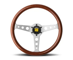 Momo Indy Mahogany Wood, Brushed Aluminum Spokes.