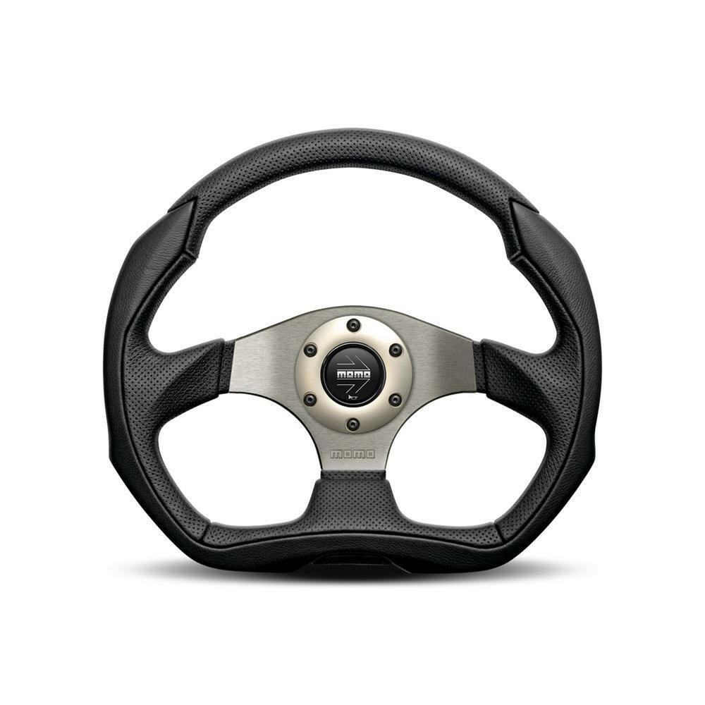 MOMO Eagle 350mm Black Leather Steering Wheel (EAG35BK0S).
