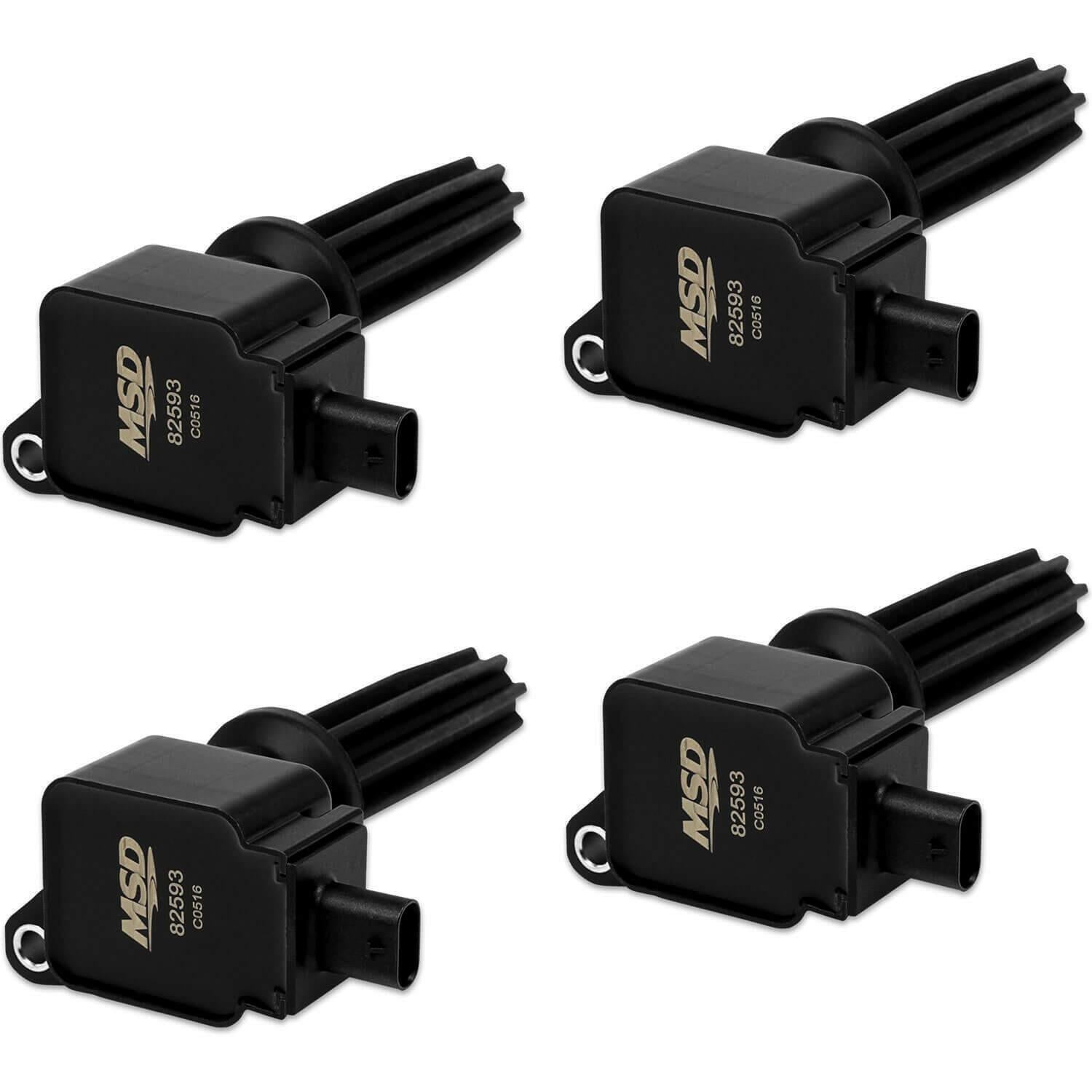 MSD Ignition Coil 4-Pack | 2015-2021 Ford Mustang Ecoboost, 2013-2018 Ford Focus ST, and 2016-2018 Ford Focus RS (82594).