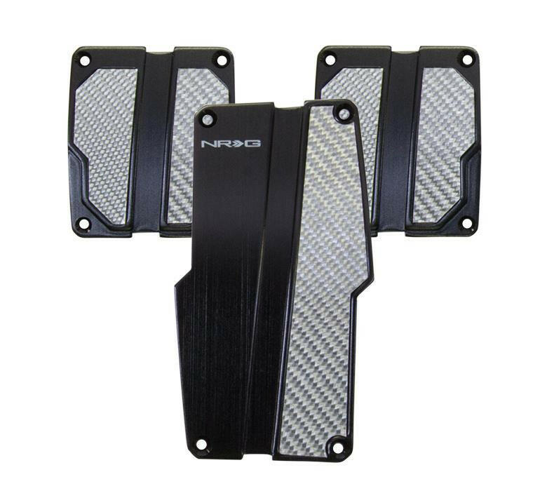 NRG Brushed Aluminum Sport Pedal Black w/ Silver Carbon MT.