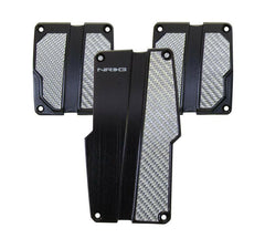 NRG Brushed Aluminum Sport Pedal Black w/ Silver Carbon MT.
