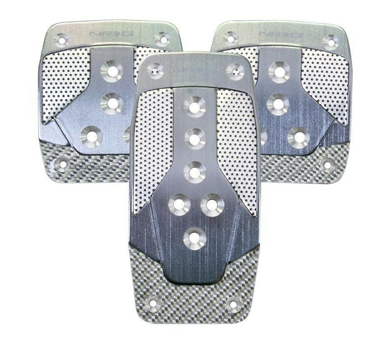 NRG Aluminum Sport Pedal Gun Metal w/ Silver Carbon MT.