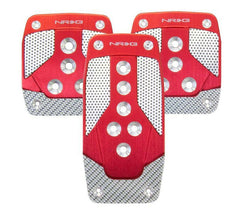 NRG Aluminum Sport Pedal Red w/ Silver Carbon MT.