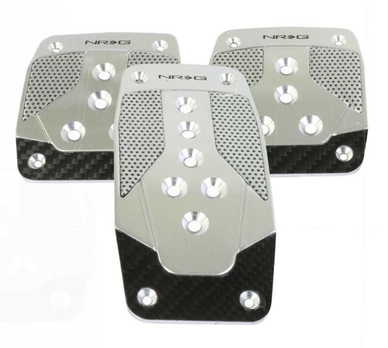 NRG Aluminum Sport Pedal M/T - Silver w/Black Carbon (PDL-400SL).