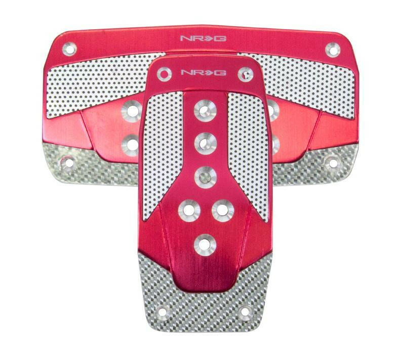 NRG Aluminum Sport Pedal Red w/ Silver Carbon AT.
