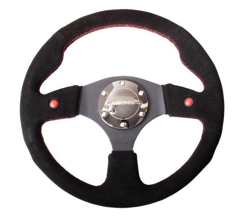 NRG 320mm Sport Suede Steering Wheel w/ Dual Button.