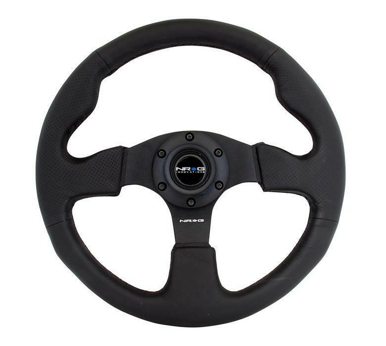 NRG 320mm Sport Leather Steering Wheel w/ red stitch.