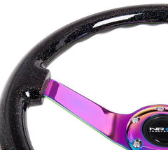 NRG Black Sparkle Steering Wheel w/ Neochrome Center (RST-036BSB-MC).
