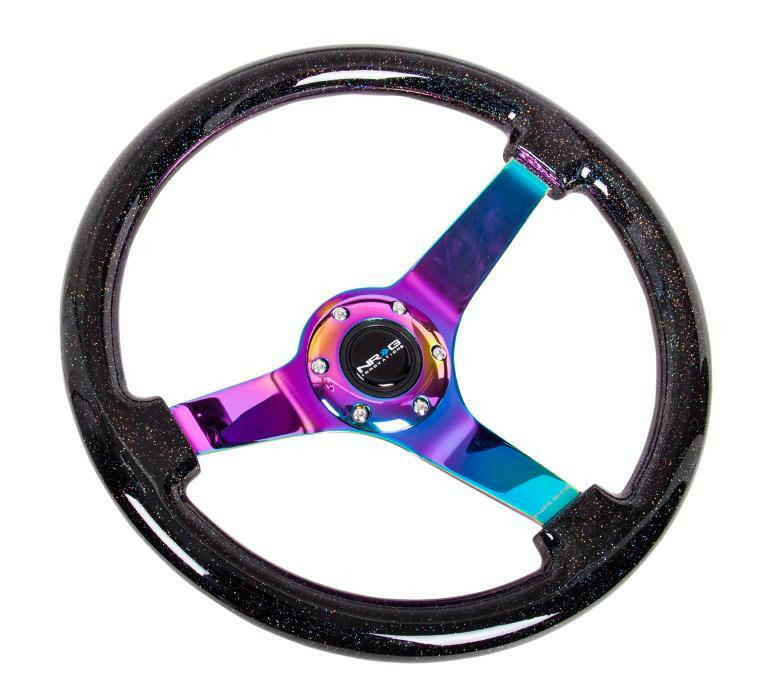 NRG Black Sparkle Steering Wheel w/ Neochrome Center (RST-036BSB-MC).