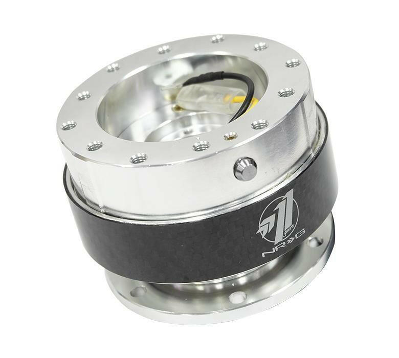 NRG Steering Wheel Quick Release Kit – Silver/Carbon Fiber.