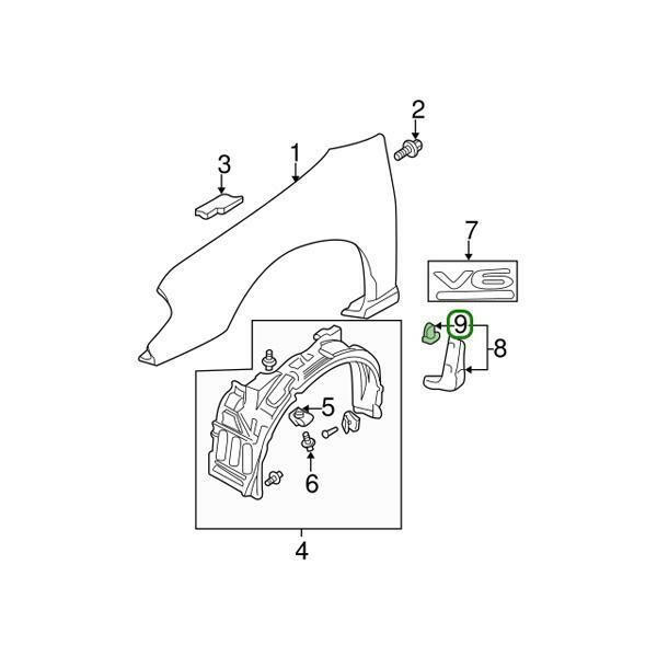 Mitsubishi OEM 63974B Side Skirt Clip | 2001-2006 Mitsubishi Evo 7/8/9 (MB361578).