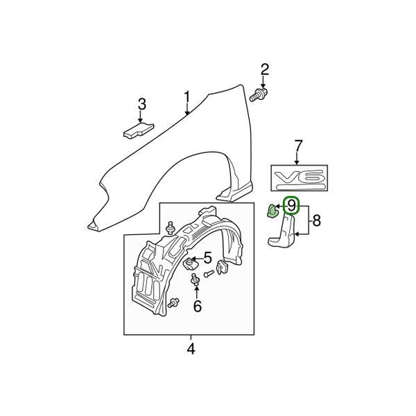 Mitsubishi OEM 63974B Side Skirt Clip | 2001-2006 Mitsubishi Evo 7/8/9 (MB361578).