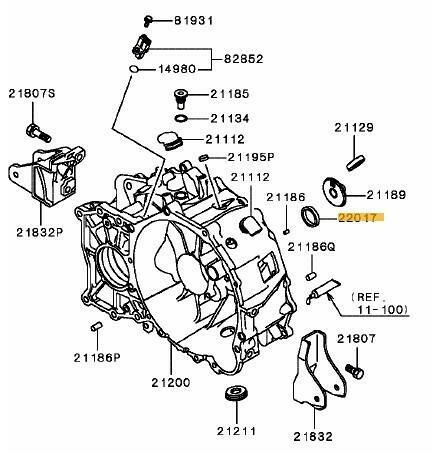 Mitsubishi OEM M/T Input Shaft Oil Seal | 2008-2016 Mitsubishi Lancer Evolution X (MB936826).