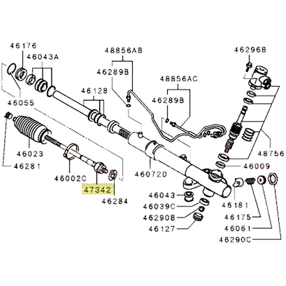 Mitsubishi OEM Inner Tie Rod | 2001-2006 Mitsubishi Evo 7/8/9 (MR403099).