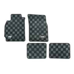 P2M Checkered Race Floor Mats - Front & Rear | 2003-2006 Mitsubishi Evo 8/9 (P2-CPTEVO8DG-TP).