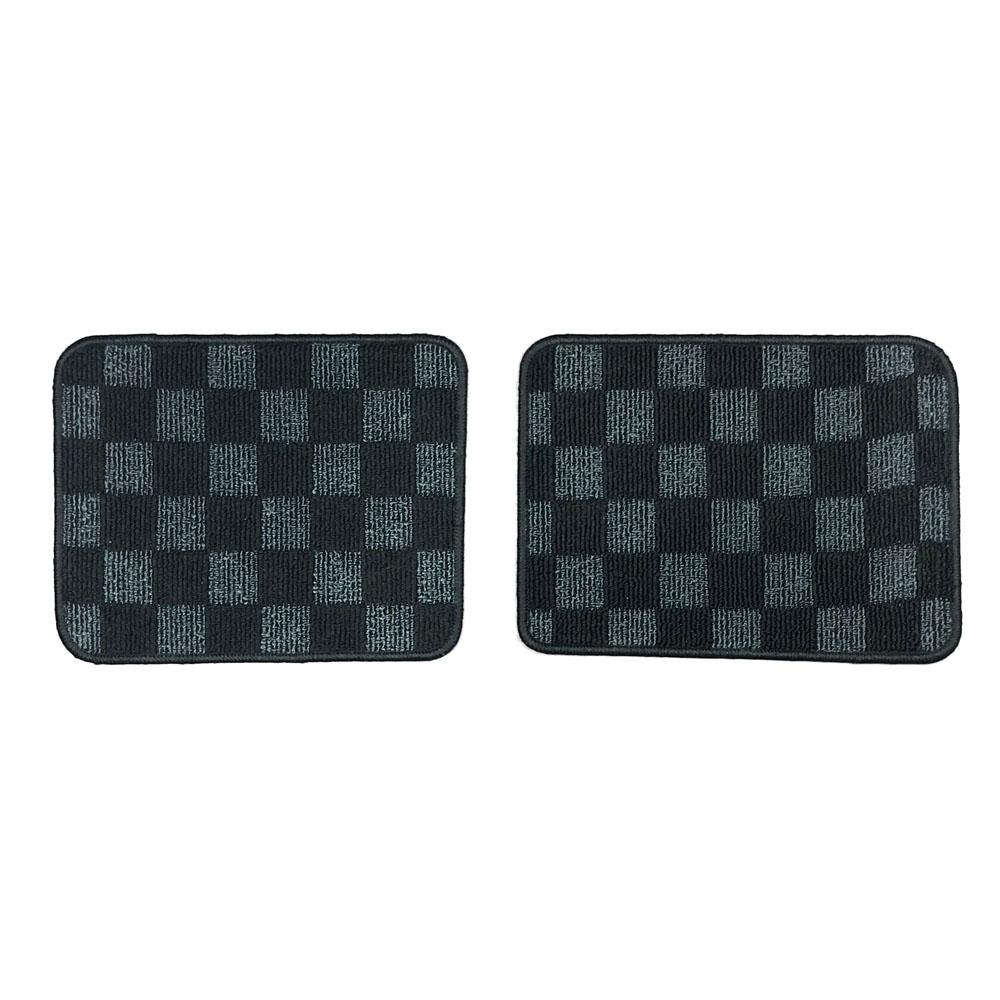 P2M Checkered Race Floor Mats - Front & Rear | 2003-2006 Mitsubishi Evo 8/9 (P2-CPTEVO8DG-TP).