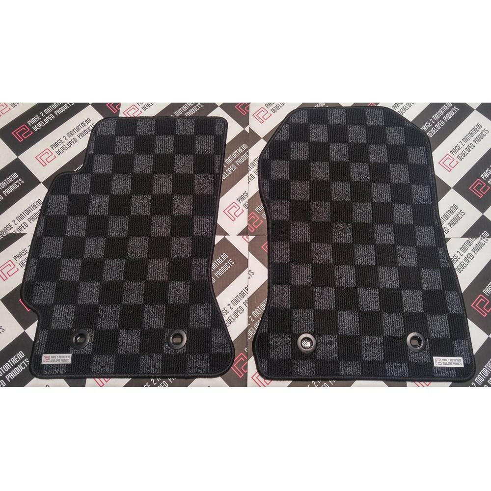P2M Checkered Race Floor Mats - Fronts Only | 2013-2021 BRZ/FR-S/86 (P2-CPTFRSBRZDG-TP).