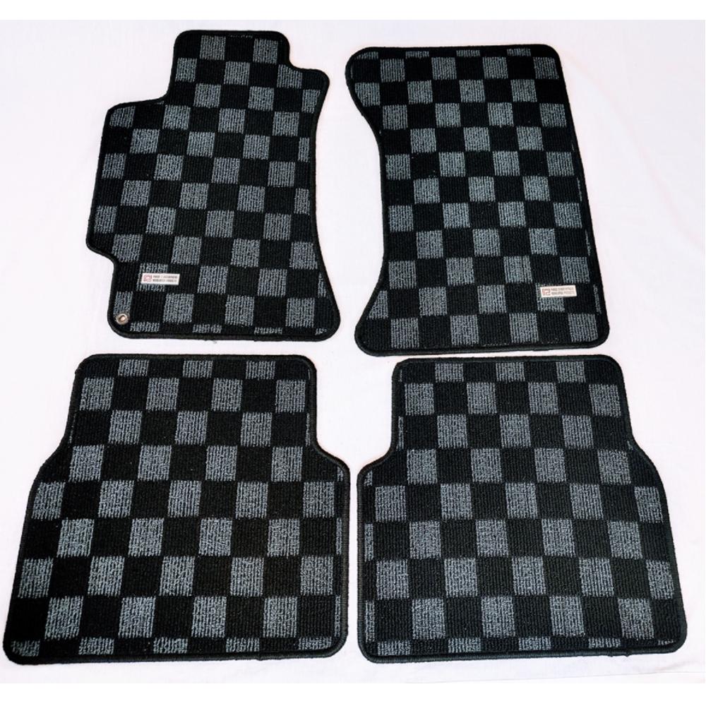 P2M Checkered Race Floor Mats - Front & Rear | 2002-2007 Subaru WRX (P2-CPTGDABDG-TP)