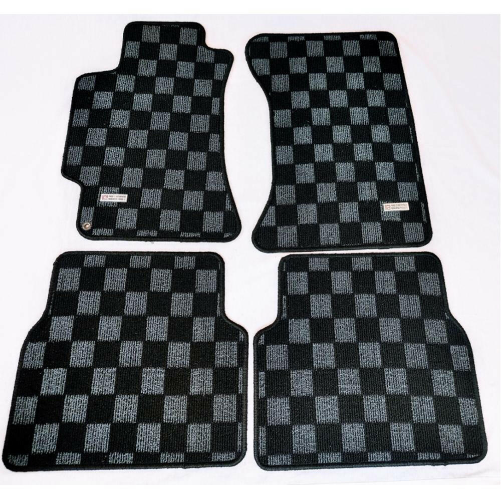 P2M Checkered Race Floor Mats - Front & Rear | 2002-2007 Subaru WRX (P2-CPTGDABDG-TP).
