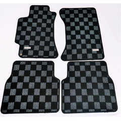 P2M Checkered Race Floor Mats - Front & Rear | 2002-2007 Subaru WRX (P2-CPTGDABDG-TP)
