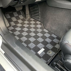 P2M Checkered Race Floor Mats | 2016-2021 Mazda MX-5 Miata (P2-CPTNDMIADG-TP).