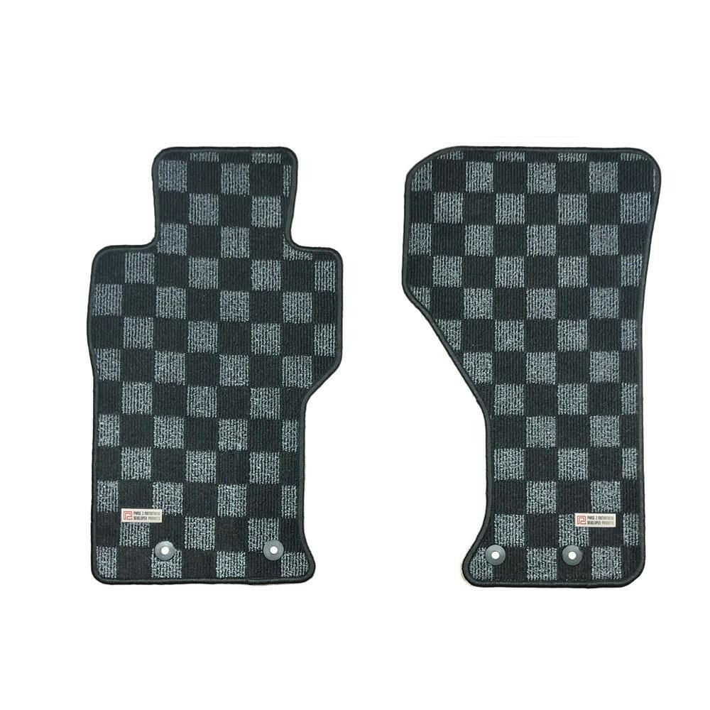 P2M Checkered Race Floor Mats | 2016-2021 Mazda MX-5 Miata (P2-CPTNDMIADG-TP).