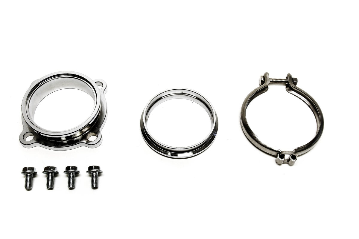 Precision Works 4-Bolt to V-Band 3” Turbo Flange Adapter.