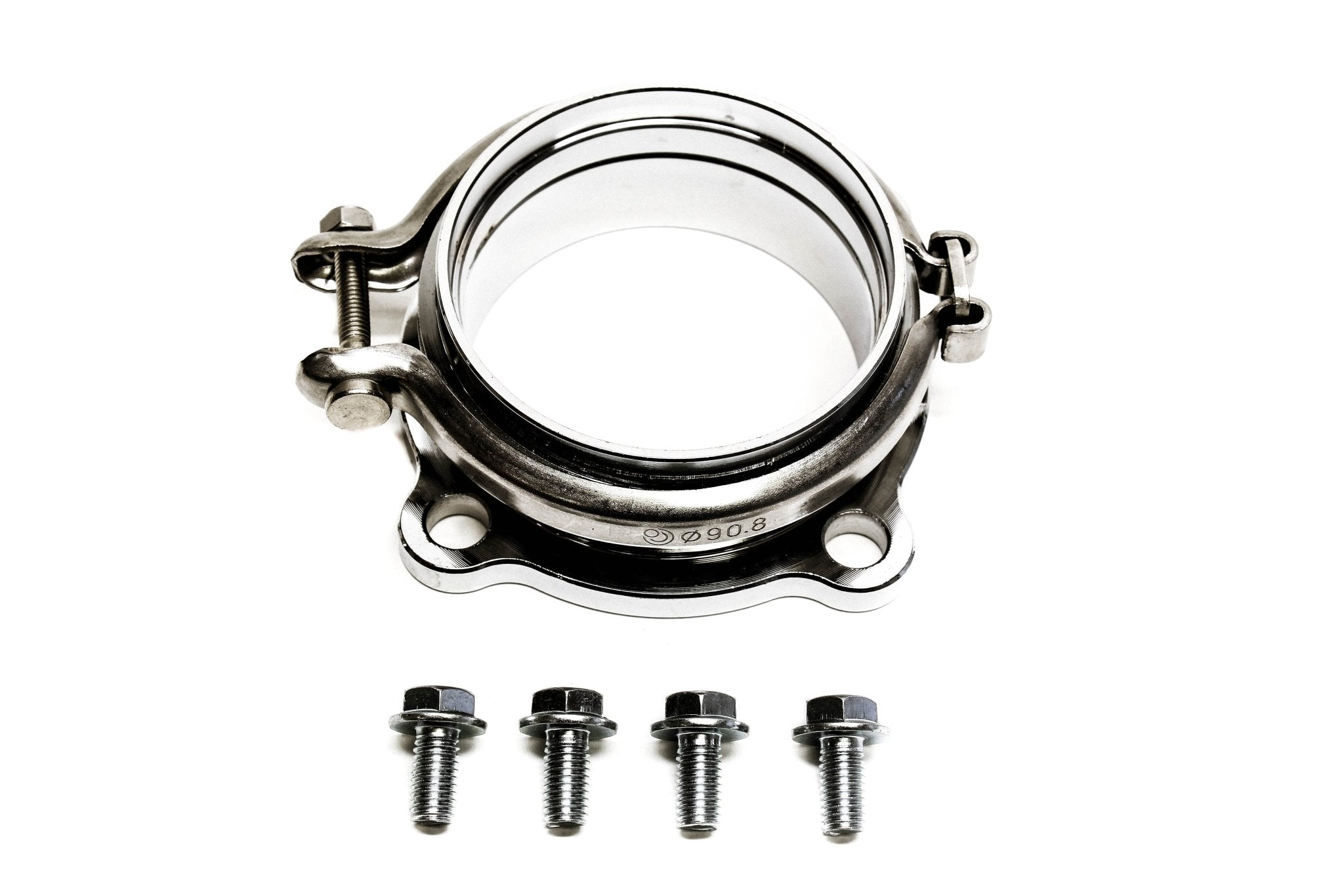 Precision Works 4-Bolt to V-Band 3” Turbo Flange Adapter.