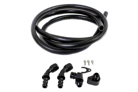 Precision Works Engine Oil Catch Can Fittings with Hose For Mercedes M156 AMG Engines.