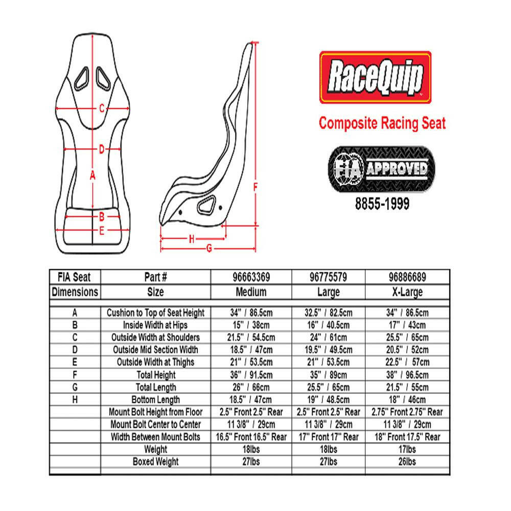 RaceQuip FIA Composite Racing Seats (96663369).