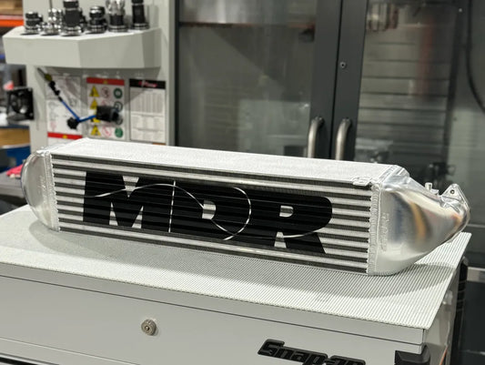 MDR FL5 Intercooler with laser-etched logo and polished end tank finish