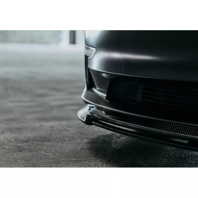Carbon Fiber R Style Front Lip - Tesla model 3.