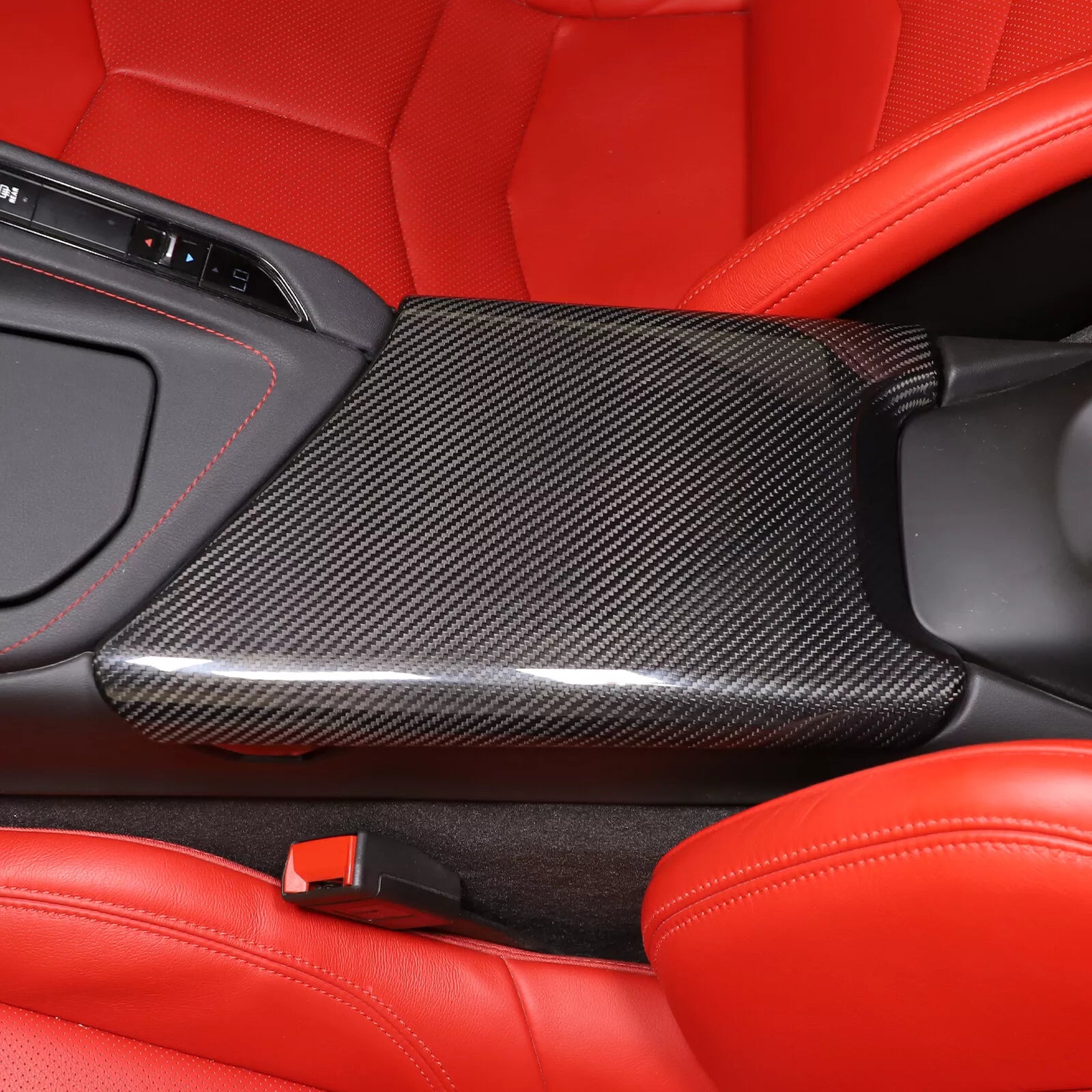 Carbon Fiber Armrest Console Box Cover - Corvette C8.