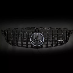 Gloss Black Front Grille w/ LED Logo - Mercedes Benz W205 C43 C250 C300.