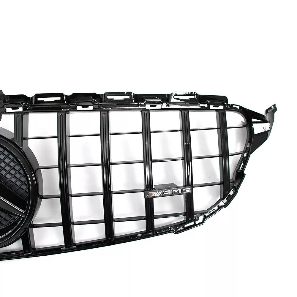 Gloss Black Front Grille w/ LED Logo - Mercedes Benz W205 C43 C250 C300.