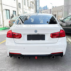 Gloss Black Rear Diffuser w/ LED - BMW 2013-2019 F30 3 Series M Sport.