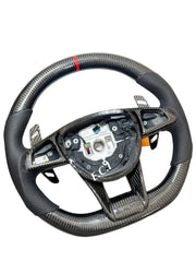 Carbon Fiber Steering Wheel w/  Red Stripe & Paddles - Mercedes CLS63 C63 S63 GLE63 GLS63 CLA45 E63.