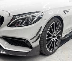 Carbon Front Bumper Canards Fins - Mercedes Benz W205 C205 C63 2015-2021.