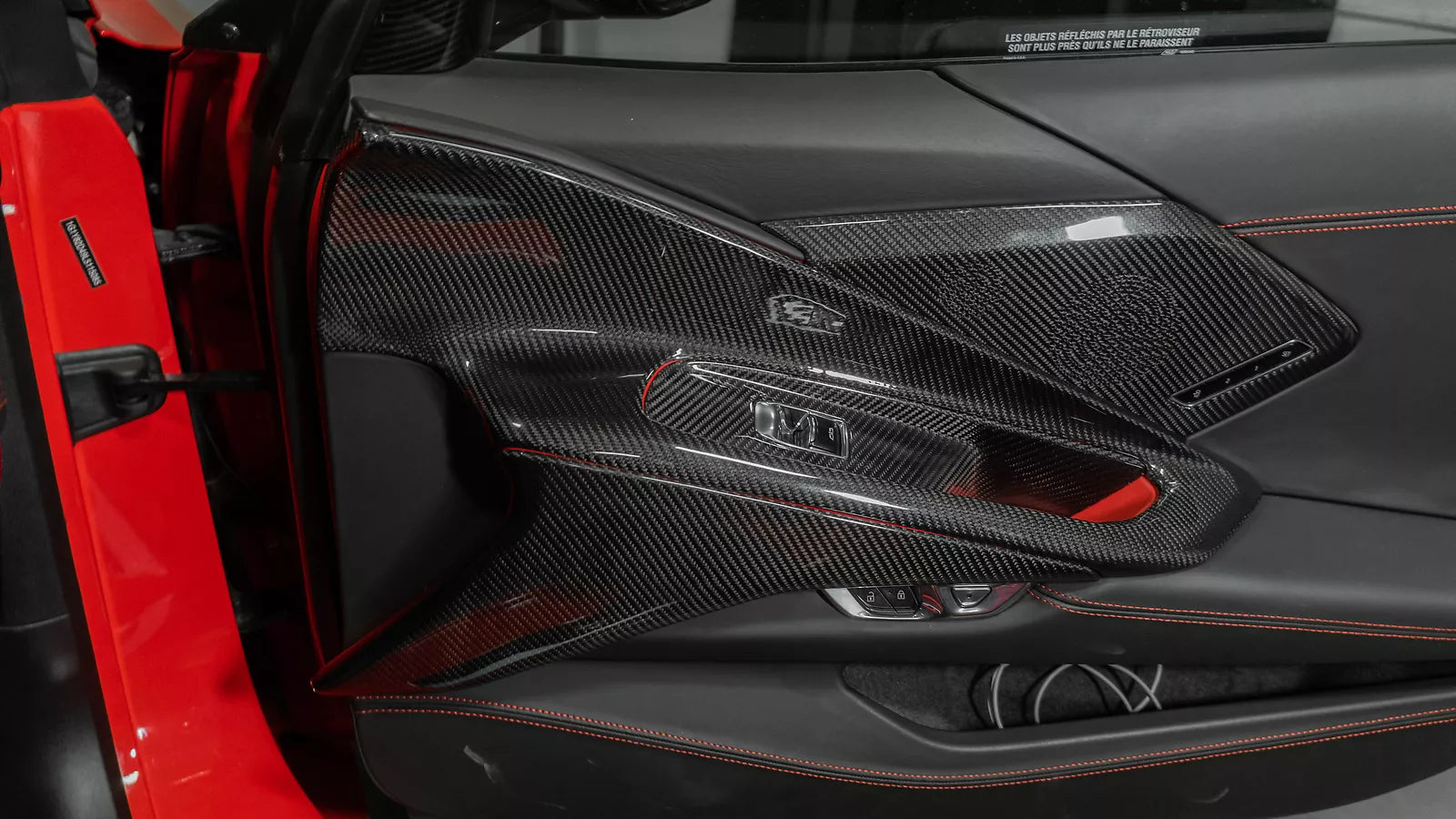 Carbon Fiber Black Inner Door Panel Armrest Cover -  Corvette C8 2020-UP.