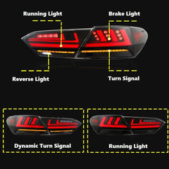 Full Smoked LED Tail Lights - 2018-2024 Toyota Camry Tail Light Kit.