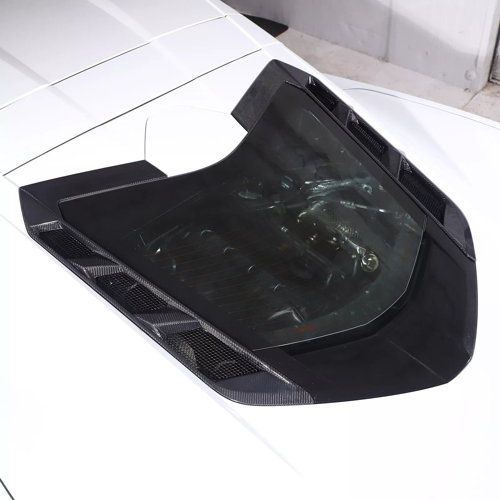 Carbon Fiber Rear Window Trim Cover Set - 2020-25 C8 Corvette Coupe.